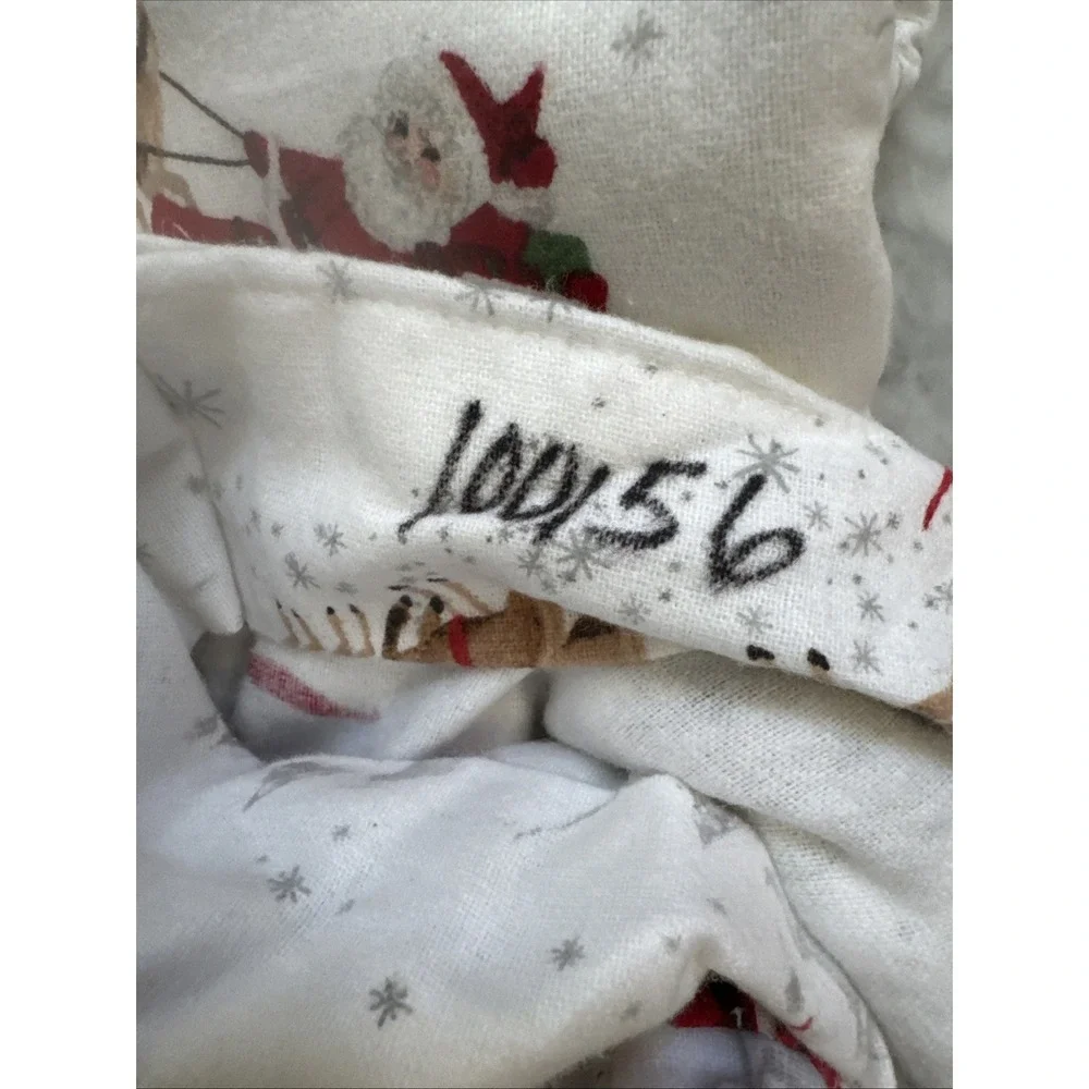 Pottery Barn Kids Christmas HERITAGE SANTA Organic Flannel Twin Duvet Cover